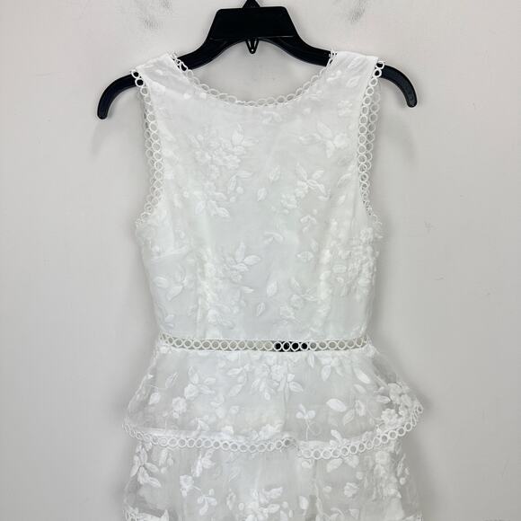 Lulus Look So Sweet White Embroidered Lace Mini Dress Party Ruffle XS NWT - Picture 6 of 13